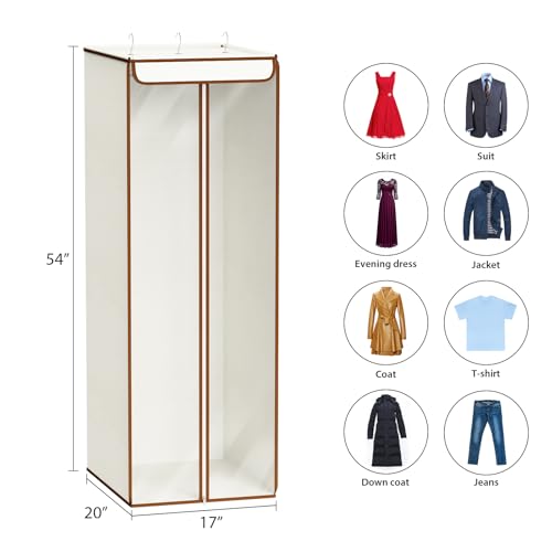 Univivi Garment Bags for Hanging Clothes, Cloth Bag 54 In, 2 PCS, Beige - color: Beige, size: 54"-2PCS