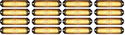ASPL 8pcs Sync Feature Ultra Slim 12-LED Surface Mount Flashing Strobe Lights for Truck Car Vehicle LED Mini Grille Light Head Emergency Beacon Hazard Warning Lights (Amber) (Pack of 2) - color: Amber, size: 4.41L x 0.44W x 1.14H Inch (Pack of 2)