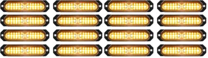 ASPL 8pcs Sync Feature Ultra Slim 12-LED Surface Mount Flashing Strobe Lights for Truck Car Vehicle LED Mini Grille Light Head Emergency Beacon Hazard Warning Lights (Amber) (Pack of 2) - color: Amber, size: 4.41L x 0.44W x 1.14H Inch (Pack of 2)
