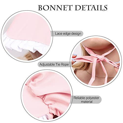 Colonial Bonnet Victorian Hat Sun Cap for Women Tea Party Headwear Rtro Renaissance Costumes - color: Pink