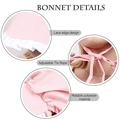 Colonial Bonnet Victorian Hat Sun Cap for Women Tea Party Headwear Rtro Renaissance Costumes - color: Pink