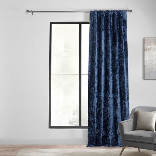 HPD Half Price Drapes Lush Crush Velvet Curtains - Room Darkening Curtain 96 Inches Long for Bedroom & Living Room, Luxury Look, Rod Pocket Design, (1 Panel), 50W x 96L, Sapphire Blue - color: Sapphire Blue, size: 50"W x 96"L (Pack of 1)