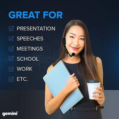 Gemini UHF Wireless Headset & Lavalier Mic System, 240 ft (UHF-6100HL) | UHF headset & lavalier mic, 512-537.5 MHz selectable - auto SYNC pairing - LCD display - balanced XLR & 1/4" outputs, 1U rack - style: Single Wireless Headset Mic System