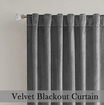 Central Park Moderate Velvet Blackout Window Curtain Panels 84in LongRod Pocket Backtabs for Living RoomBedroom Geo EmbossedTrellis Window Treatment Drape Sets 52inx84inx2,Panel Pairs to Go, DarkGray - color: Dark Gray, size: 52"W x 84"L (Pack of 2)