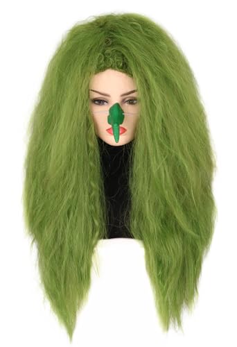 Topcosplay Women Wigs Green Wicth Ghost Wig Fluffly Long Staight Cosplay Halloween Costume Party Wigs - color: Dark Green