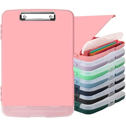 Clipboard with Storage, A4 Binder Nursing Clipboards with Pen Holder, Heavy Duty Storage Clipboards with Low Profile Clip, Clipboard Folder Side-Opening, Smooth Writing Clip Board (Peachy Pink) - color: Peachy Pink