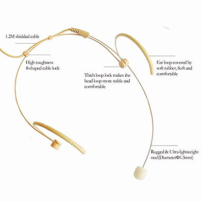 Headset Microphone Discreet Headworn Ear Hook Earset Over the Ear Mic for Sennheiser Wireless Transmitter, Ideal for Lectures, Live Performance, Theater, Podcasts – Beige (Pack of 2) - size: 3.5mm Screw Lock Plug for Sennheiser (Pack of 2)