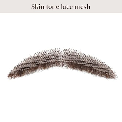 Parceria Human Hair Curly Fake Beard and Mustache, Natural Looking Costume Facial Hair, Realistic Mustache Trimmable and Customizable Beard Invisible Lace for Men (QSH Brown Beard) - color: QSH Brown Beard