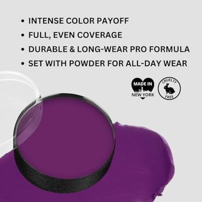 Mehron Makeup Color Cup Greasepaint - PURPLE, Face & Body Paint | High-Pigment, Long-Wear Cream Face Paint Makeup for Theater, Halloween, Cosplay, & More. Cruelty Free & Made in the USA. - color: Purple
