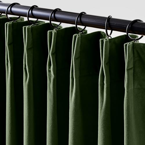 Lazzzy Green Velvet Curtains 84 Inch Long Blackout Pinch Pleated Thermal Insulated Room Darkening Modern Luxury Back Tab Window Drapes for Bedroom Living Room 2 Panels, 52 x 84 Inch, Moss Green - color: Moss, size: 52"W x 84"L (Pack of 2)