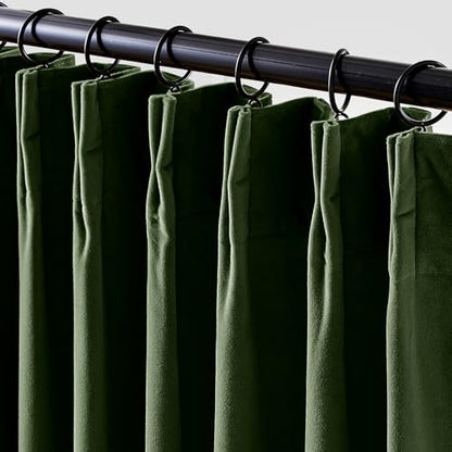 Lazzzy Green Velvet Curtains 84 Inch Long Blackout Pinch Pleated Thermal Insulated Room Darkening Modern Luxury Back Tab Window Drapes for Bedroom Living Room 2 Panels, 52 x 84 Inch, Moss Green - color: Moss, size: 52"W x 84"L (Pack of 2)