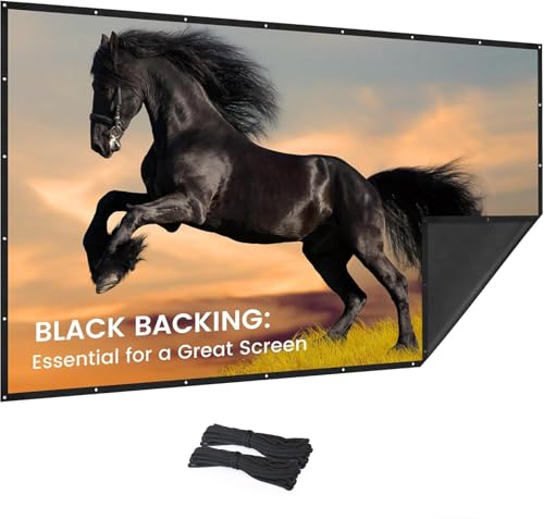 200 inch Projector Screen Upgraded- Black Backing, Straight Edges, Foldable, Washable and Wrinkle-Free - for Indoor Home Theater and Outdoor Cinema -White 16:9 by IOLIEO - size: 200'' Diagnol