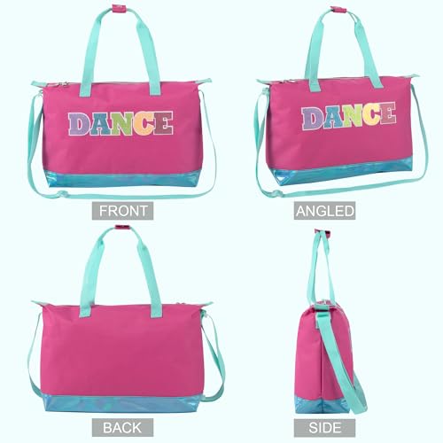 Garment Dance Shoulder Bags for Girls, Teen Dancers, Costumes, Boys | Holographic Glitter Dance Bag for Kids - color: Dance Pink & Blue