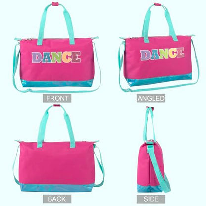 Garment Dance Shoulder Bags for Girls, Teen Dancers, Costumes, Boys | Holographic Glitter Dance Bag for Kids - color: Dance Pink & Blue