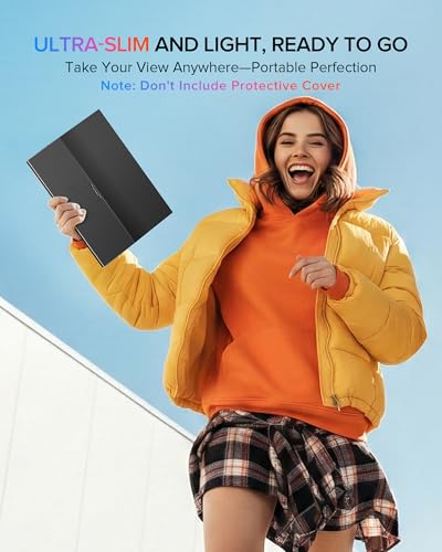 Newsoul Portable Monitor 15.6'' Ultra-Slim Travel Monitor 108%sRGB | 2000:1 Contrast USB C Mini HDMI Plug & Play IPS Monitor Built-in Stand | Speakers External Screen for Laptop Phone Game Console PC - size: 15.6-inch