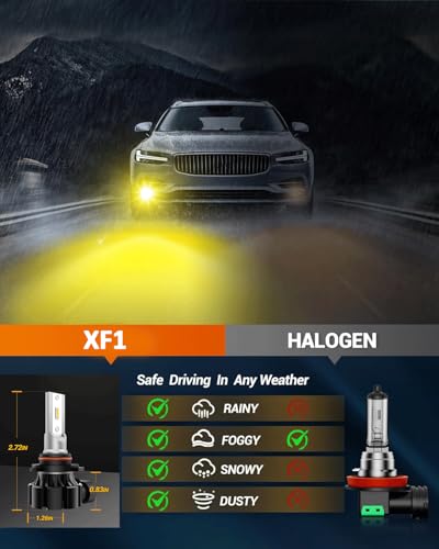SEALIGHT 9006 LED Fog Light Bulbs Yellow, 18,000LM 3000K Yellow 9006 HB4 LED Fog Lights, High Heat Dissipation 9006 Led Bulb Yellow Replacement for Car, Trucks, Tire Light Assemblies (Pack of 2) - color: Yellow, size: 9006/Hb4