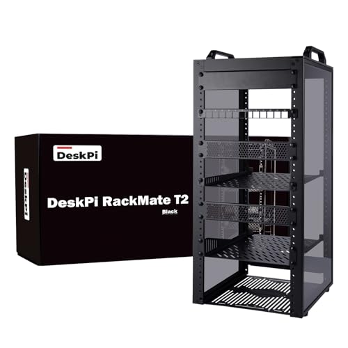 GeeekPi 12U Network Rack, 10 inch Mini Server Rack for Network, Servers, Audio, and Video Equipment, DeskPi RackMate T2 Rackmount, 10.23 inch Depth - color: Black