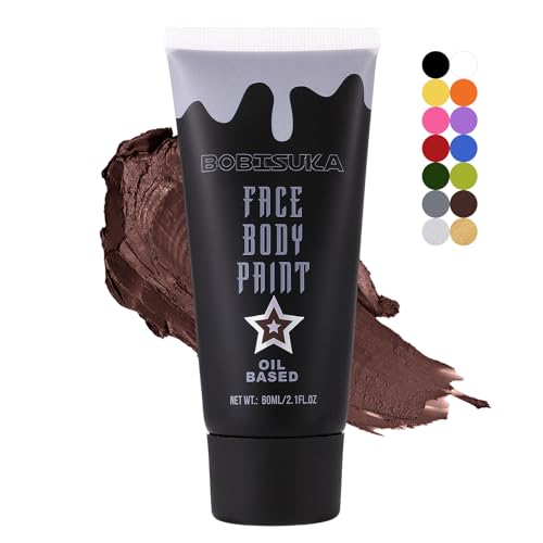 BOBISUKA Brown Face Paint, Oil-based Body Painting Kit, Cream Blendable Facepaint for Halloween Cosplay, Costume, Parties, Stage, Theater, SFX Special Effect Makeup and Hunting Camo - color: Brown