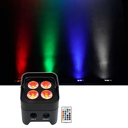 Rockville Best PAR 50 Black Rechargeable Par Wash Uplight, Wireless DMX | 15-Hour Rechargeable Battery, RGBWA, UV, IRC Remote, Sound Activated, Flicker Free, 6500 Lux, 4x6W LEDs - color: Black