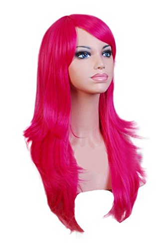 ANESHE Wigs 28" Long Wavy Hair Heat Resistant Cosplay Wig for Women (Rose) - color: Rose