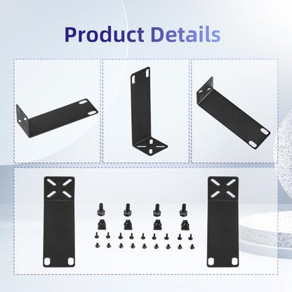 Rack Mount Kit for 8.7 inch Switches, Adjustable Rack Ears for Netgear, Cisco, D-Link, TRENDnet and HP Products, Mount 8.7" Wide to 19" Equipment, Adjustable Hole Distance 14-30mm