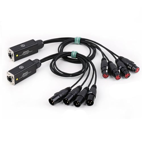 BestParts 4 Channel 3-Pin XLR Male Female to Audio Network Cable Extender | 3-Pin XLR Male Female to Ethercon Cable Compact Cat6 Multi Network Snake Receiver DMX Channels Over RJ45 Cat5/Cat6 Ethernet - style: Male and Female Tails