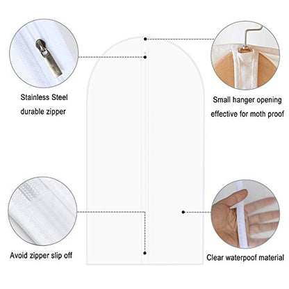 Garment Bags, Set of 5 Lightweight 40 Inch Suit Bags with Full Stainless Steel Zipper, Garment Bags for Storage/Closet/Travel (24"x40") - size: 24 x 40 Inch