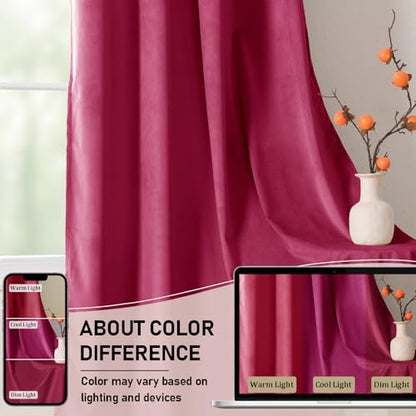 JIUZHEN Berry Velvet Blackout Curtains 84 Inch for Living Room/Bedroom - color: Berry, size: 42"W x 84"L (Pack of 2)