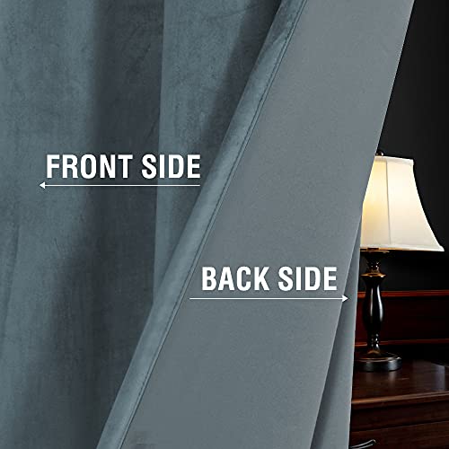 H.VERSAILTEX Room Darkening Velvet Curtains for Bedroom, 63" L, Stone Blue - color: Stone Blue, size: 52"W x 63"L (Pack of 2)