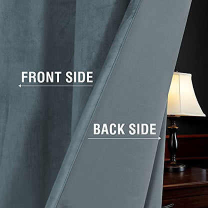 H.VERSAILTEX Room Darkening Velvet Curtains for Bedroom, 63" L, Stone Blue - color: Stone Blue, size: 52"W x 63"L (Pack of 2)