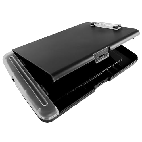 Super Z Outlet Slim Plastic Nursing RN Style Lightweight Coaches Clipboard with Open Foldable Storage, Classroom Teacher College Size (9.5" x 14") (Black, 9.5" x 14") - color: Black, size: 9.5" x 14"