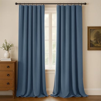 Velvet Curtains 96 Inches Long, Thermal Insulated Blue Blackout Curtains for Living Room Bedroom Curtain Set Rod Pocket Back Tab Room Darkening Drapes, 2 Panel Blue - color: 07-blue (Velvet ), size: 52"W x 96"L (Pack of 2)