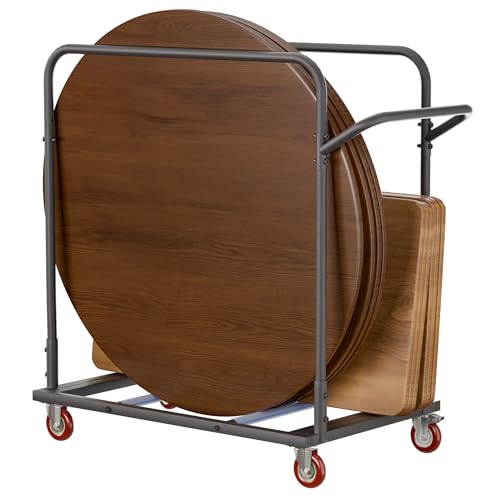 YOHKOH Drywall cart, Heavy-Duty Folding Table & Panel Cart, PU Swivel Wheels, 500 lbs Load,Carry 8-10 Table, for Party, Hotel, Garage, 46.9" W x 31" D x 45.6" H - size: 2-Rail
