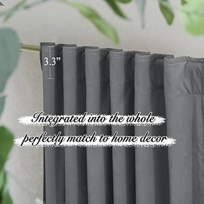 Pony Dance Dim Gray Velvet Blackout Curtains - Rod Pocket Back Tab Thick Plush Heavy Thermal Insulated Drapes for Living Room/Bedroom, 52Wx 84L, 2 Panels - color: Dim Gray, size: 52"W x 84"L (Pack of 2)