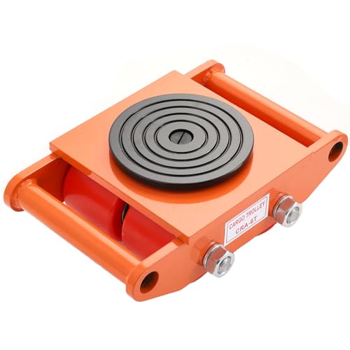 Heavy Duty Machinery Mover, 4-Wheel Industrial Skate Dolly with 360° Swivel Casters, 6-12 T Capacity, Non-Slip Tray for Equipment, Pallets, Jobsite Boxes - Rugged Steel Construction for Factories - color: 1x Pu 6t Wheels