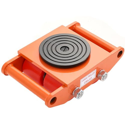 Heavy Duty Machinery Mover, 4-Wheel Industrial Skate Dolly with 360° Swivel Casters, 6-12 T Capacity, Non-Slip Tray for Equipment, Pallets, Jobsite Boxes - Rugged Steel Construction for Factories - color: 1x Pu 6t Wheels
