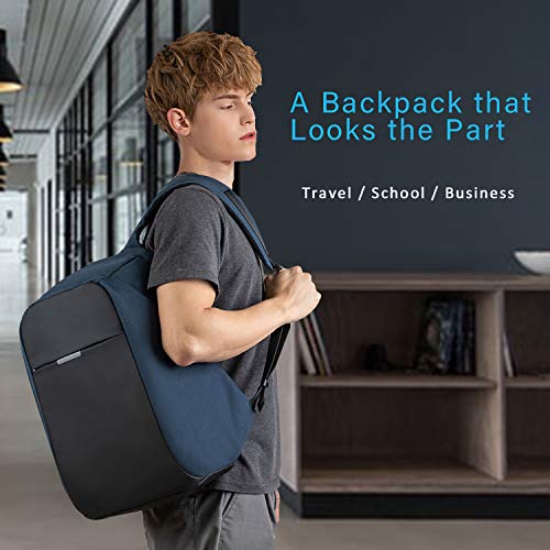 oscaurt Anti Theft Backpack 15.6 Inch Laptop Travel Backpack with Hidden Zipper and USB Charging Port Waterproof Business Computer Bag for Men & Women - color: Blue