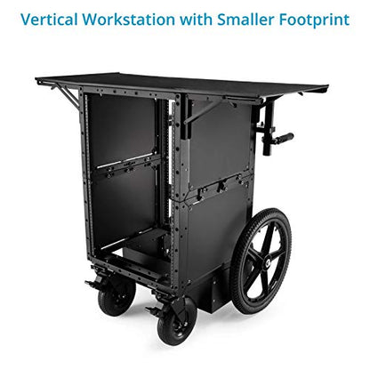PROAIM Soundchief Audio Production Cart with 16U Rack Mount, 150kg/331lb | CNC aluminum cart with 9" front + 20" rear pneumatic wheels & foot brakes; 19" rack compatible, tool-less assembly