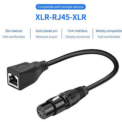 XLR 5 pin RJ45 Adapter Cable-XLR 5 Pin Male & 5 Pin Female to RJ45 Female DMX Ethernet Adapter Converter Cable(1SET/ 2PACK) - color: 5PMF -RJ45