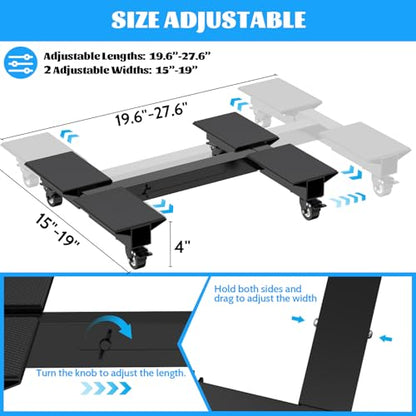 Furniture Dolly 1500LBS Capacity, Adjustable Heavy Duty Iron Moving Dolly Cart with 4 Lockable Caster Wheels, Stand Base for Washing Machine Refrigerator Dryer with Non-Slip Mat Easy Moving
