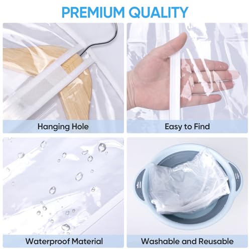 BALEINE 12PK Clear Garment Bags for Hanging Clothes, 48" Dress Suit Bag - color: Clear, size: 48" 12PK