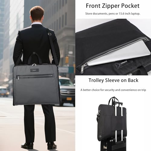 BESMART Garment Bags for Travel, 51" Large Suit Bag for Business Trips | Waterproof,Hangs 3 Suits,Foldable,Wrinkle Free Spacious Luggage Suit Cover,Adjustable Strap,Carry On Flight Approved,Grey - color: Grey