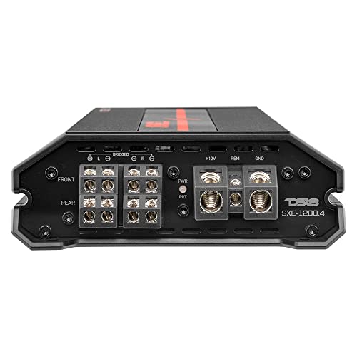 DS18 SXE-1200.4/BK Car Amplifier Stereo Full-Range Class A/B 4-Channel 60x4 RMS @4 OHM 1200 Watts - Powerful and Compact Amp for Speakers in Car Audio System - style: SXE-1200.4/BK