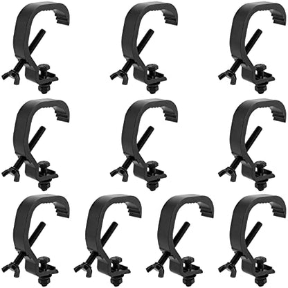 10 Pack Stage Light Clamp Hook, Aluminum Alloy Truss C-Clamp, Heavy Duty Stage Lights Truss Clamp for DJ Lighting Par Lights Spot Lights, Fit for 1.18-2 Inch OD Tube/Pipe, Black