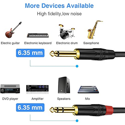 1/4 inch TRS Stereo Y Splitter Insert Cable, Gold Plated Audiowave Series 6.35mm TRS Male to Dual 6.35mm TS Male Mono Breakout Cable, Audio Cord (10FT / 1PACK) - size: 10 FT
