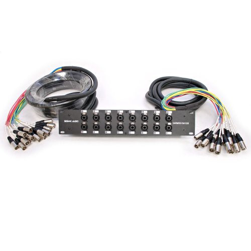 Seismic Audio - SARMSS-16x1530 - 16 Channel XLR TRS Combo Splitter Snake Cable - 15'and 30' XLR trunks - size: 15 Foot x 30 Foot - 16 Channel