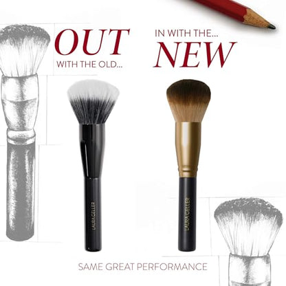 LAURA GELLER Full Face Powder Makeup Brush with Wooden Handle in Midnight Black – Foundation, Setting Powder, Blush, Bronzer, Highlighter and Luminizers – Sheer, Even Application and Blending Makeup - style: 07 Full Face Powder Makeup Brush
