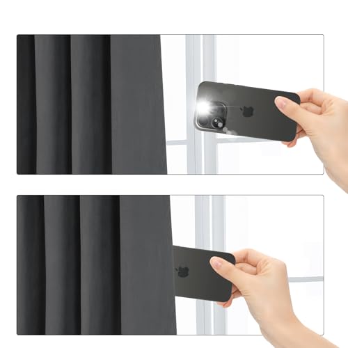 100% Full Blackout Velvet Curtains with Liner 52x108 Long Dark Gray - color: Dark Gray, size: 52"W x 108"L (Pack of 2)
