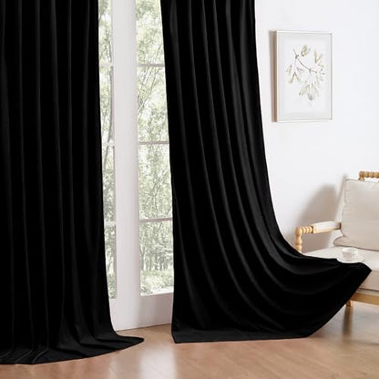 Manyshofu Black Velvet Curtains, 2 Panels Blackout 52x84 | Luxurious Velvet Feel, Thermal Insulated Noise Reducing, Dual Back Tab And Rod Pocket Hanging, Machine Wash Fade-Resistant - color: Black, size: 52"W x 84"L (Pack of 2)