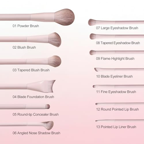 Kingtree Travel Makeup Brush Set, 13PCS Portable Makeup Brushes with Pouch | Easy-taken Makeup Brushes with Bag, Professional Travel Brush Set for Make Up, Full Face Cosmetic Brushes for Girls Beginners